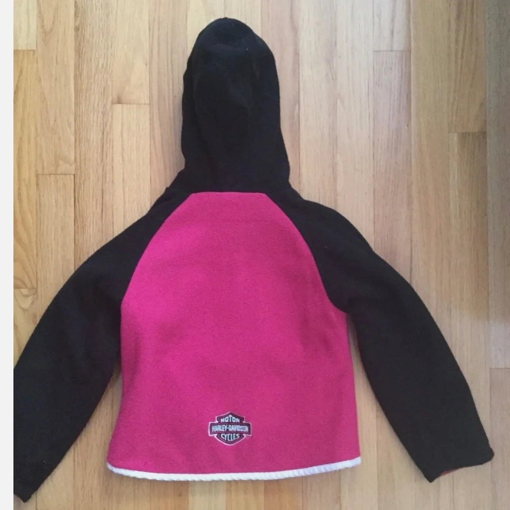 Harley Davidson Girl Pink Jacket Size 6 X Water Resistant Hooded Black fits 6x 7